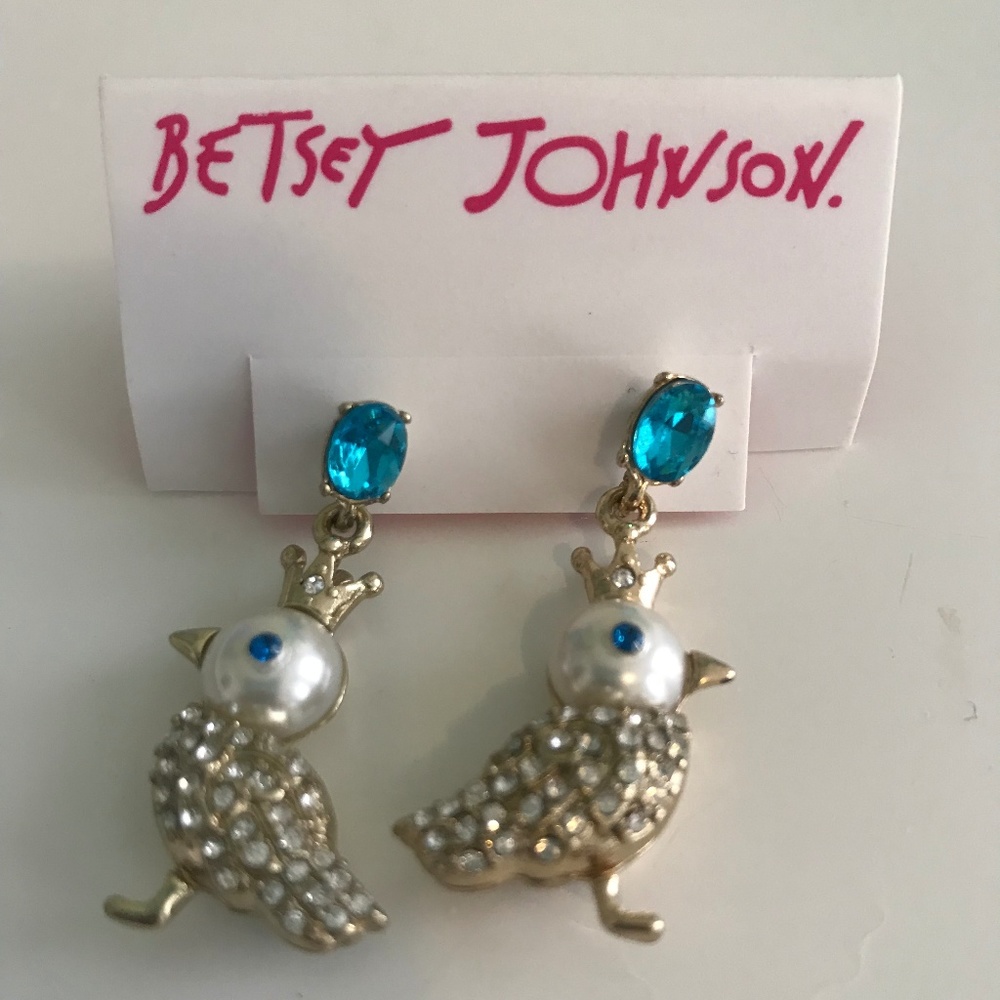 Betsey Johnson rhinestone bird earrings